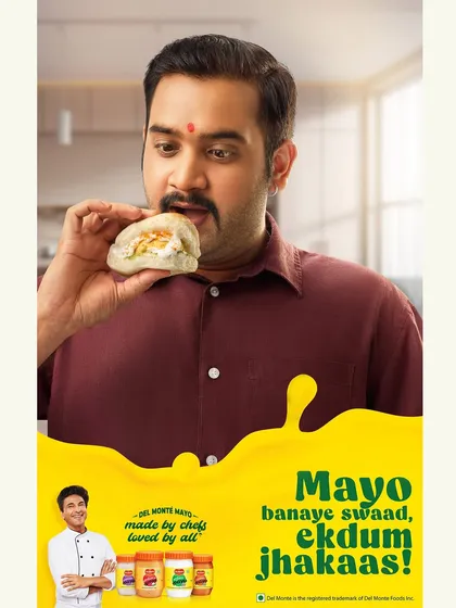 For this Del Monte Mayonnaise campaign, we featured a model enjoying a bun maska style snack. The concept was to show the product's integration into everyday Indian food culture, making it relatable and desirable across different regions.