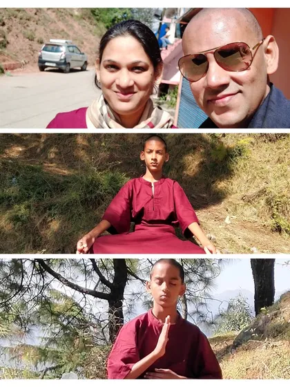More moments from our spiritual journey. My son is seen here meditating in nature, and a selfie with my wife captures our partnership on this path. Unschooling was as much about inner growth as it was about exploring the outer world.