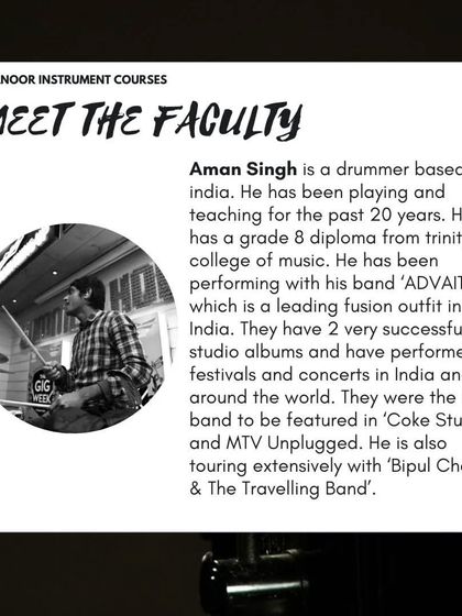 Meet Aman Singh, a drummer with 20 years of playing and teaching experience, known for his work with the fusion band 'ADVAITA'.