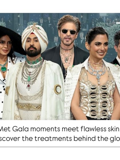 A collage of celebrities at the Met Gala, illustrating how flawless skin is the ultimate accessory. We offer the treatments that help achieve that red carpet glow.