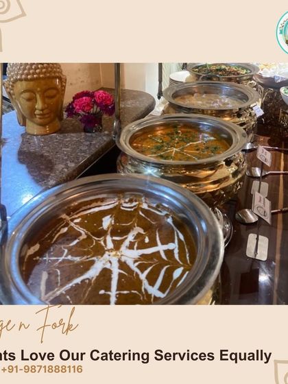 Our clients love our catering services, and this image shows why. A close-up of our buffet line, featuring rich Dal Makhani and other Indian curries, highlights the quality and authenticity that we bring to every event.