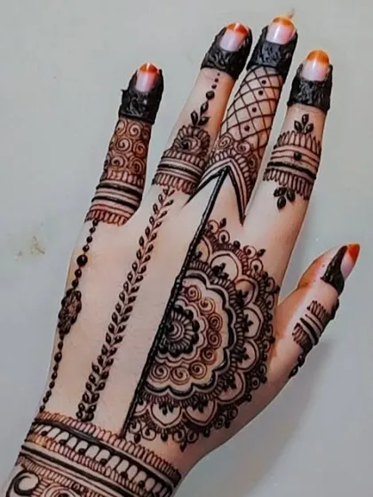 Another angle, highlighting the detailed finger work that complements the main design.