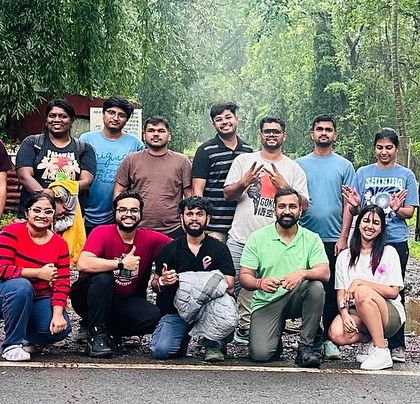 Our crew at the start of the Dudhsagar trail, ready for a day of adventure in the rain.