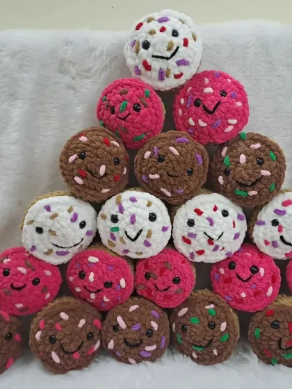 Another view of the colorful plush cupcake collection.