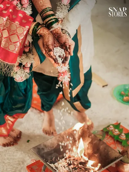 Capturing the sacred rituals is central to our wedding photography. This close-up of the Laja Homa ceremony highlights the intricate details and traditions that make your wedding unique.