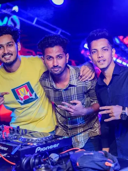 Hanging out with my crew behind the decks. A great team makes for an even better party.