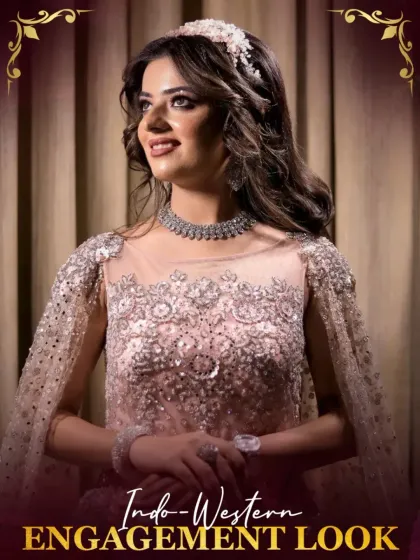 This soft glam Indo-Western engagement look is one of the many styles we master in my Professional Makeup Course. It’s about creating a look that is elegant, photograph-ready, and perfectly suited to the occasion.