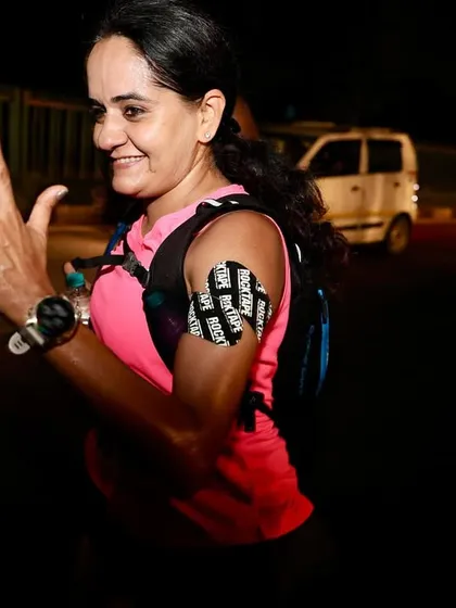 Living the ultra life. This athlete shows her grit during the Lake to Lake Ultra, using kinesiology tape for support. We do whatever it takes to get better at what we love.