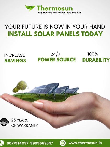 Your future is in your hands. Install solar panels today for increased savings, a 24/7 power source, and 100% durability, all with a 25-year warranty.