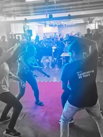 The employees of Micron Technology dancing their hearts out during our performance.