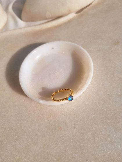 Another view of the Labradorite Venus Ring.