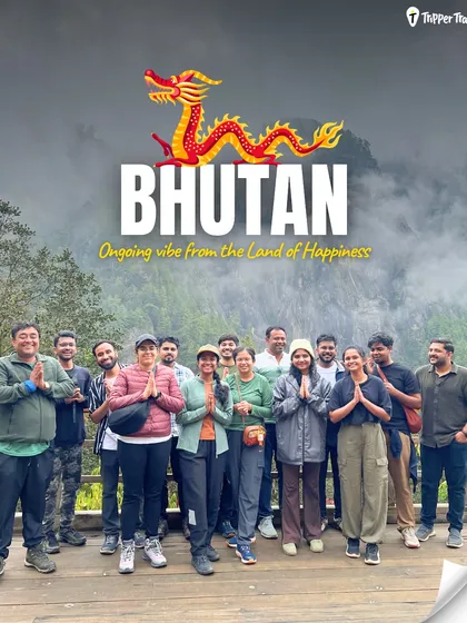 Welcome to Bhutan, the land where happiness is a way of life. This isn't just a group photo; it's a snapshot of our travel fam, exploring ancient monasteries and misty mountains together. Most of us joined solo, but we're leaving with stories and bonds that last.