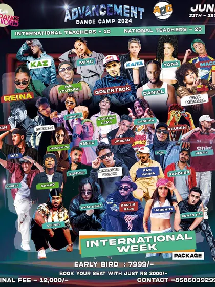 The international week lineup for Advancement Dance Camp. A chance to learn from some of the best artists from around the world, right here in Delhi.