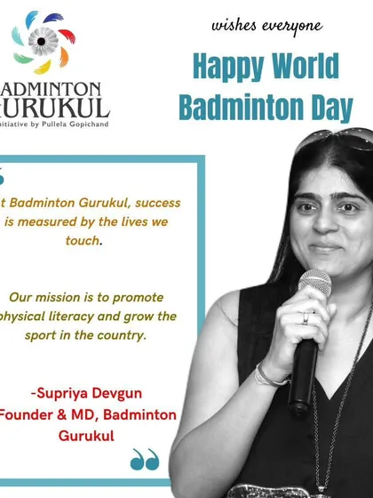 Our Founder & MD, Supriya Devgun, sharing our mission to promote physical literacy on World Badminton Day.