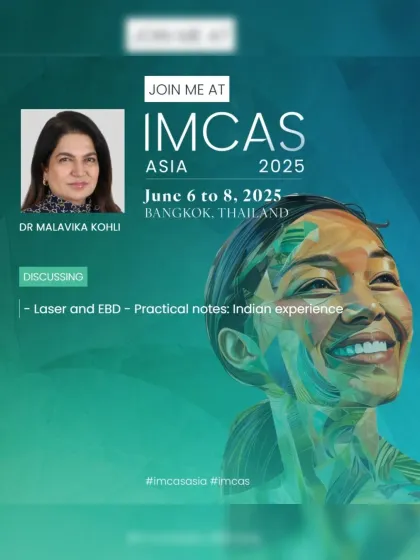 At IMCAS Asia 2025, one of my key discussion topics was the practical application of Lasers and Energy-Based Devices (EBD), sharing my experience and protocols tailored to the Indian skin phenotype.