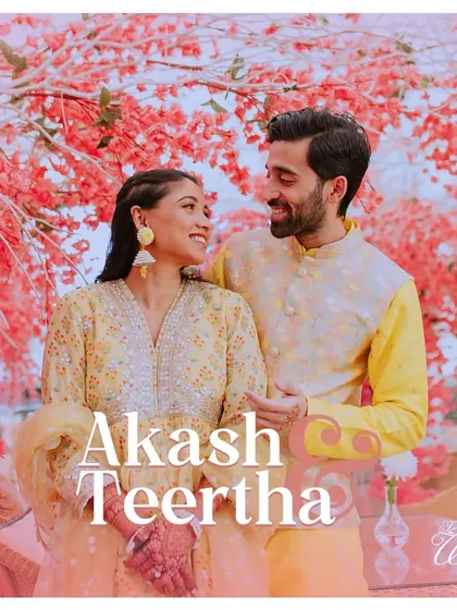 A beautiful couple portrait against a stunning cherry blossom decor backdrop. I love creating these picture-perfect settings for romantic photos.
