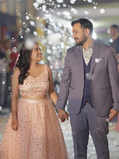 A magical moment with bubbles! The makeup is set to last through all the fun and festivities of the night.