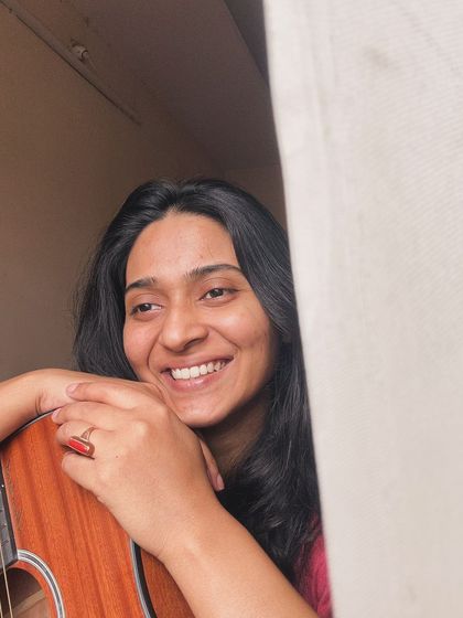 Another happy moment with my guitar, my constant companion.