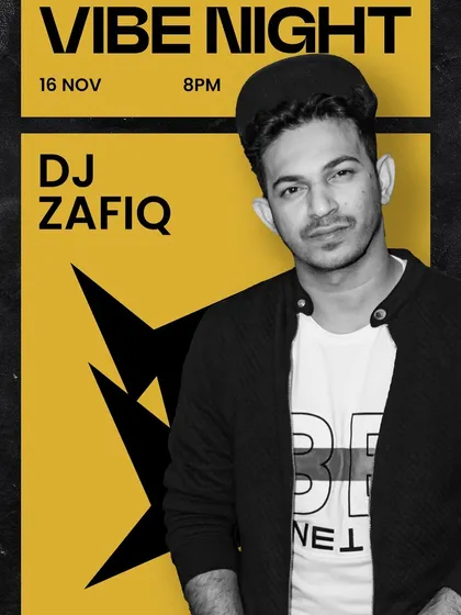 A black and yellow themed flyer for "Vibe Night," a recurring event for me.