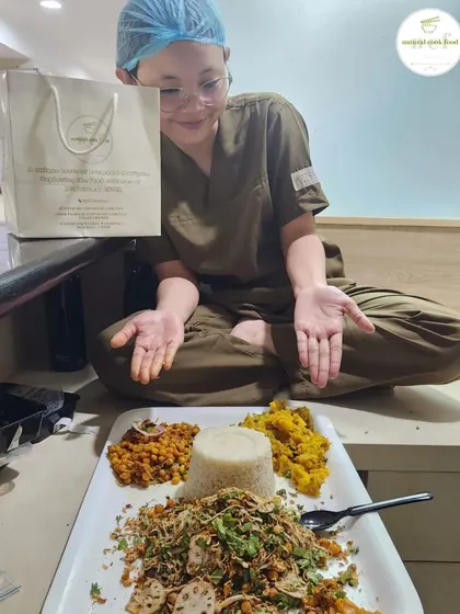 Another happy customer enjoying a large platter of our snacks. Seeing this makes all the hard work worthwhile.
