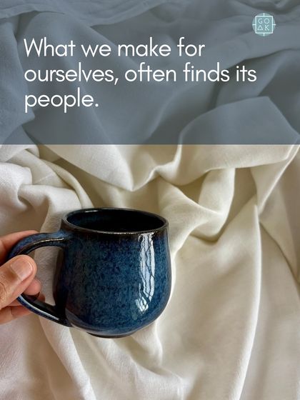 A lifestyle shot of the curved cup. I believe the best pieces are the ones we make for ourselves, as that honesty in design often resonates with others.