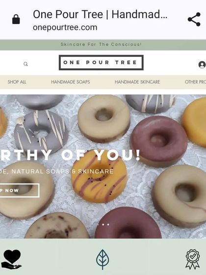 A screenshot of my website, where you can shop all my handmade, natural soaps and skincare products.