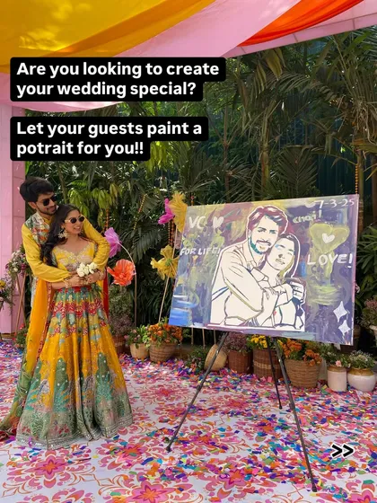 Let your guests paint a portrait for you. This is a fun and interactive way to create a lasting memory of your wedding day.