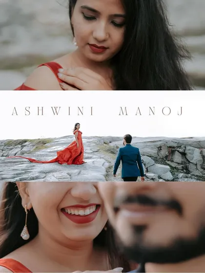 A cinematic collage designed like a film strip. It captures the bride's beauty, the epic landscape, and the couple's joyful interactions, telling a complete story in one image.