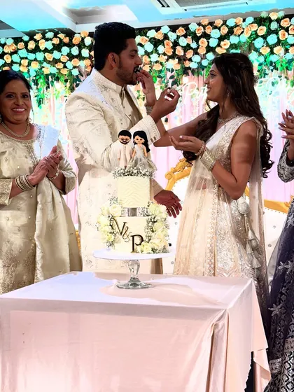The happy couple cutting their engagement cake! It's always an honor to be a part of such a special moment.