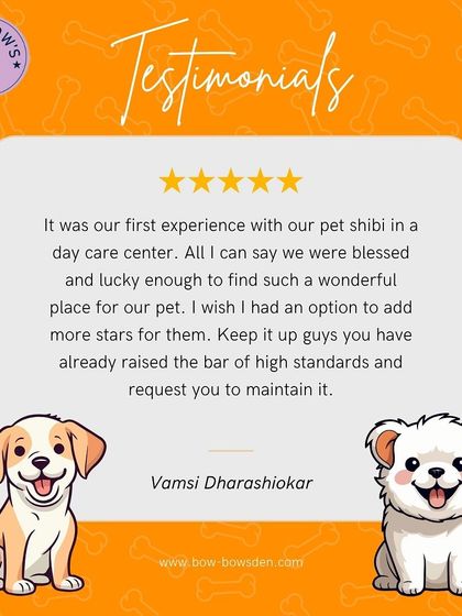 "I wish I had an option to add more stars for them." This wonderful 5-star review from Vamsi highlights his first daycare experience with his pet, Shibi. We are so happy we could provide such a positive and blessed experience.