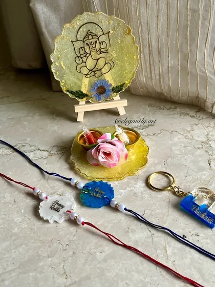Celebrating the beautiful bond of Rakshabandhan with these custom resin Rakhi hampers and Rakhis.