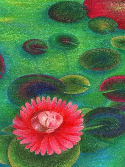 A slightly different color variation of the 'floating flower face' drawing.