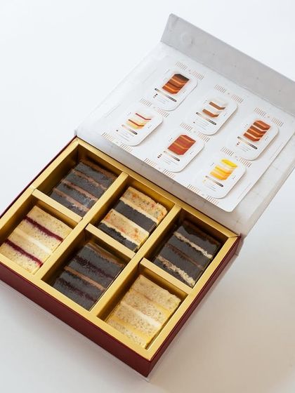 Our Cake Slices Box is the best way to sample our flavours. This box contains six different slices, each individually wrapped for freshness. It's a tasting session in a box!