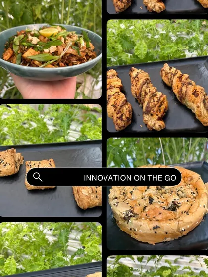 Being an innovator in the food industry is no easy feat. This collage shows photos from our latest kitchen trials, where we experiment with new breads and dishes.