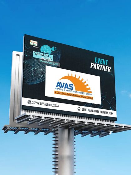 A billboard showcasing our role as an event partner for the Speaking Minds Youth Conclave. We are proud to sponsor events that empower the next generation of thinkers and innovators.