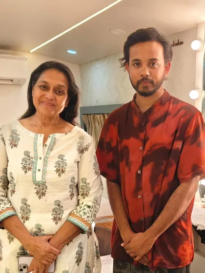 With the wonderful Supriya Pathak ji in her vanity van. These moments of connection with the actors are what make the long days on set so rewarding.