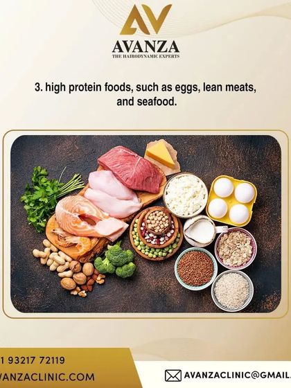 Since hair is made primarily of protein, a diet high in protein is essential. We suggest including eggs, lean meats, and seafood to provide the necessary building blocks for strong hair.