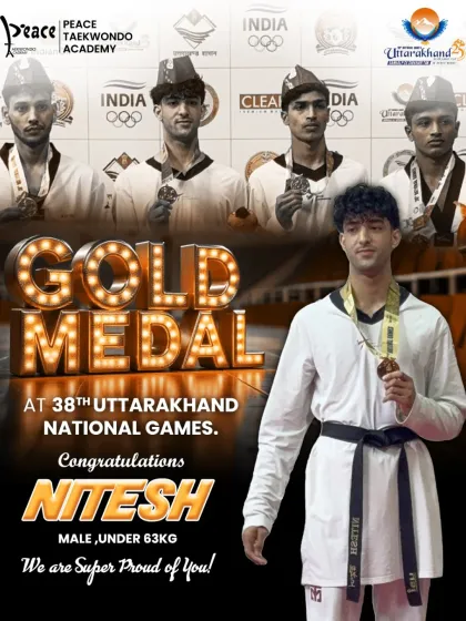 Nitesh Singh wins Gold at the 38th Uttarakhand National Games. A testament to his skill and the expert guidance of our coaching staff.