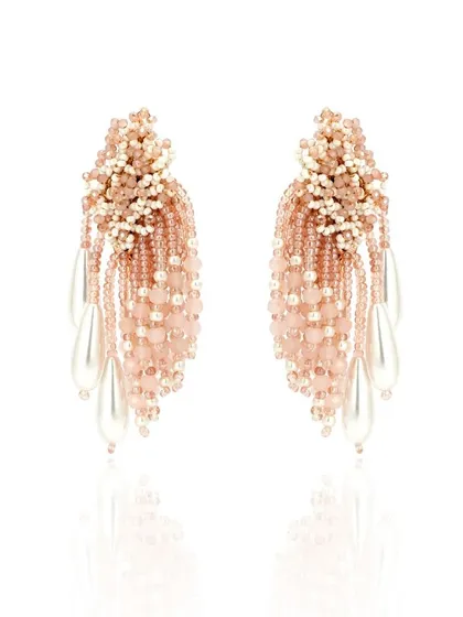 I'm excited to introduce these new peach and pearl drop earrings, perfect for a soft, romantic look.