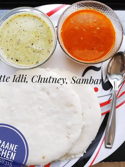 Celebrating World Idli Day with my special Thatte Idli. These large, soft, and fluffy idlis are a favorite and are served with my signature sambar and chutney.