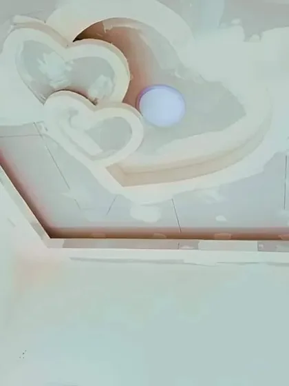 Another view of a heart-shaped ceiling element, showing the depth and dimension I can create with POP and gypsum for a fun and romantic touch.