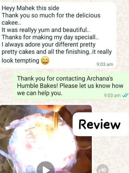 A lovely review for my burnaway cake. The client loved the taste and the unique, tempting look.