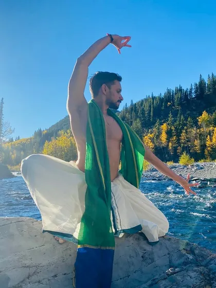 Sometimes the stage is nature itself. Finding moments to connect with the art form outdoors, like here by the Elbow River in Calgary, is a refreshing part of my journey.