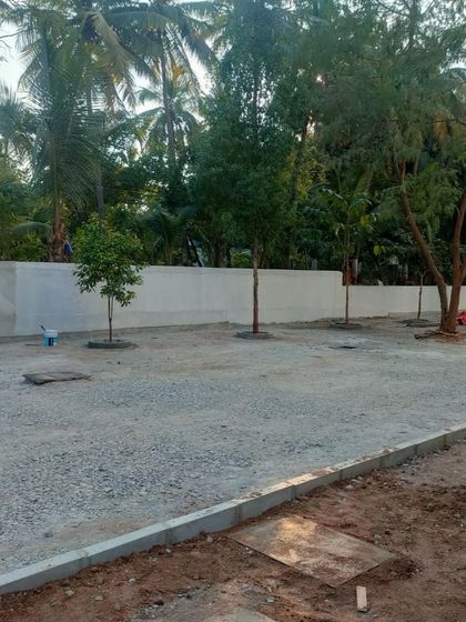 An early site photo from the Good Shepherd Cathedral project, showing the graded area before paving.