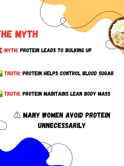 Let's clear this up. So many women I talk to worry that protein will make them "bulky". It's a myth. Protein is essential for maintaining lean muscle and controlling blood sugar, which is key for energy and health.