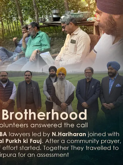 True change is a collaborative effort. Here I am with the dedicated brotherhood of volunteers from the DHCBA and our partners at Akaal Purkh Ki Fauj. We travelled to Kamirpura together to assess the damage and begin the long process of restoration.