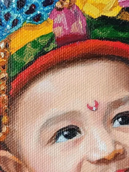 A detail shot of the beautiful, handcrafted turban.