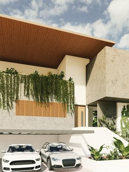 We designed this home with the philosophy of a "garden with a house." Greenery is not just an addition but a core part of the architecture, with cascading plants integrated into the facade at every level.
