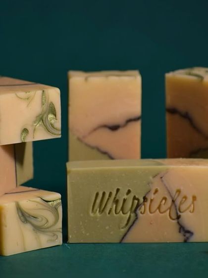 This is our Lemongrass Jasmine cold process soap. The beautiful swirls and fresh scent are a testament to our love for slow, intentional crafting with skin-loving, natural ingredients.