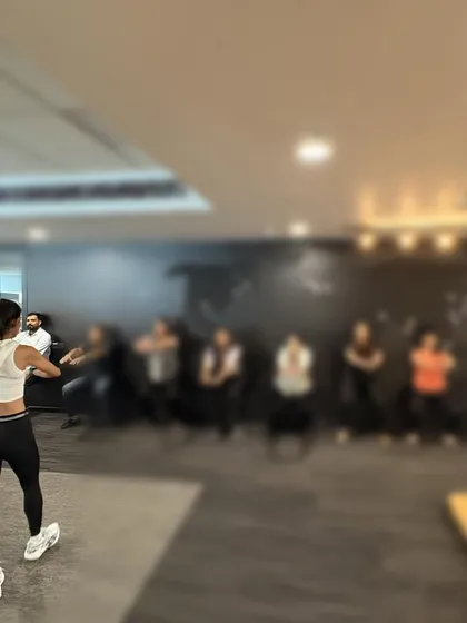 Leading an office workout. My goal is to make fitness accessible and show people that you can get a great workout anywhere, anytime.